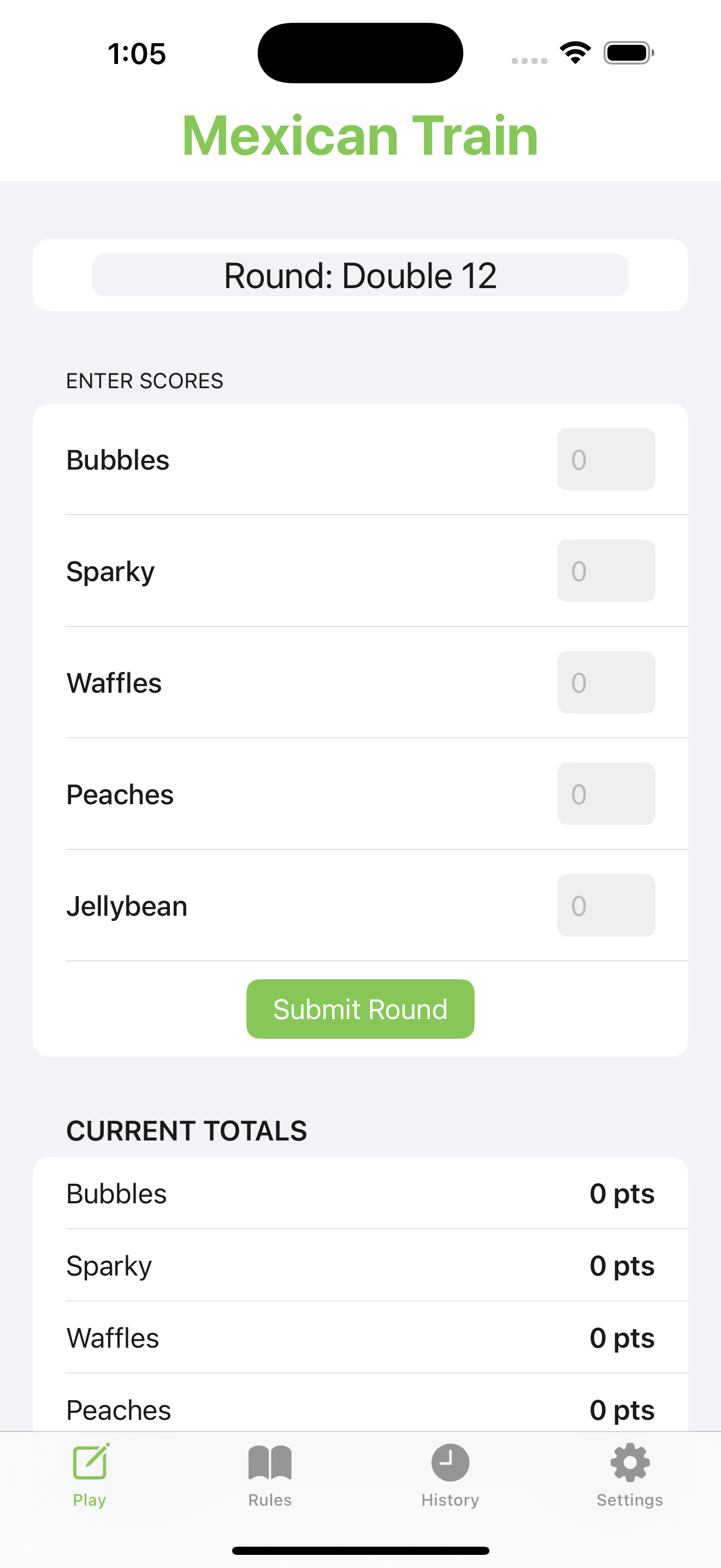 Mexican Train App – Entering Scores